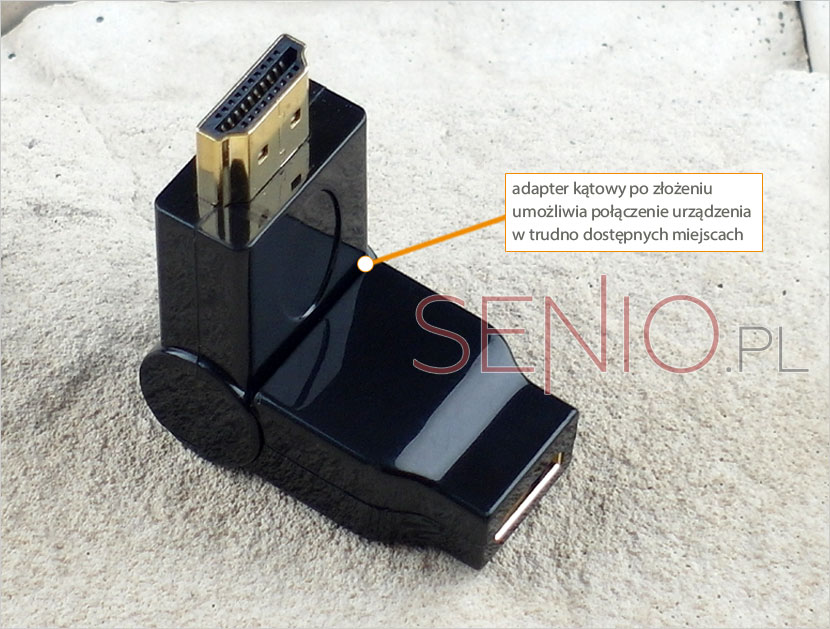 Adapter kątowy regulowany umożliwia podłaczenie urzadzeń w trudno dostępnych miejscach